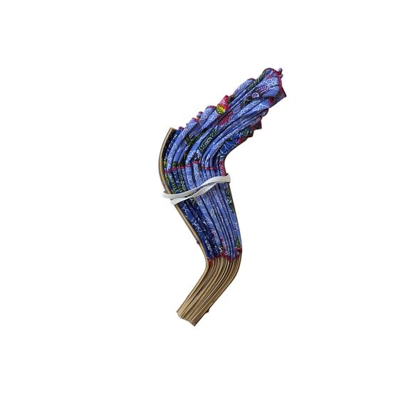 VTG Collapsible Bamboo Travel Hat Folding Packable Sun Hat Blue Floral Batik - Picture 2 of 11